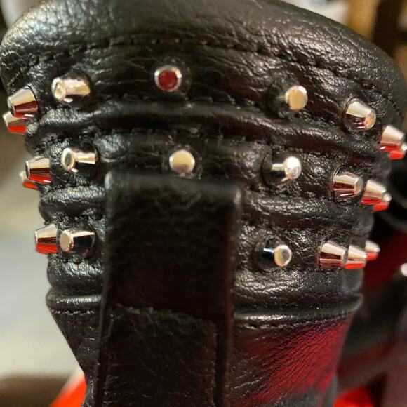 NoBo Black Lace Up, Studded Shoes with Chunky Heels Size 9 Goth Punk - Picture 5 of 6